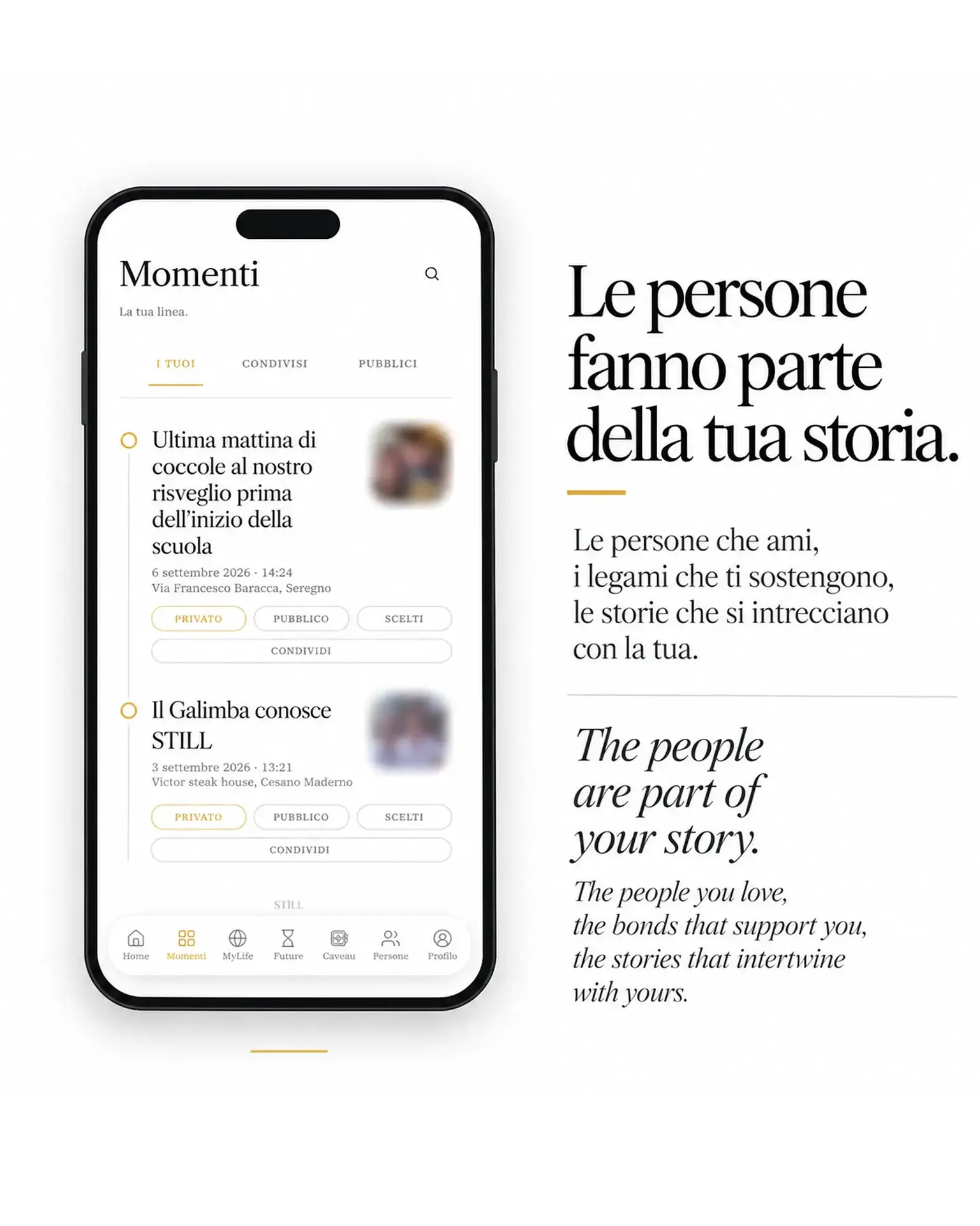 La linea dei Momenti nell'app STILL
